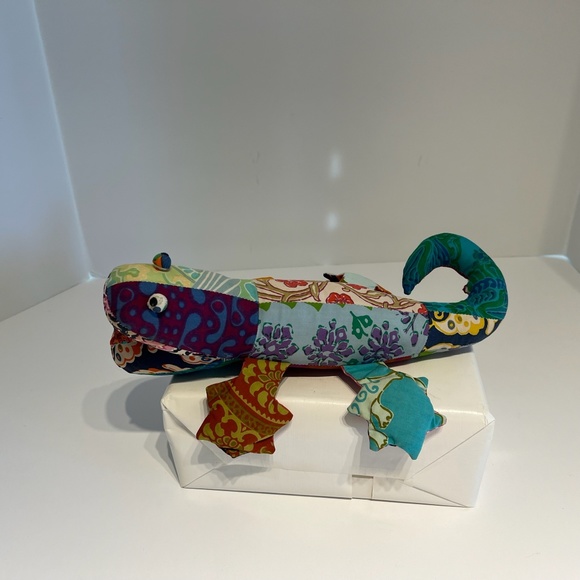 Vintage Circa 1982 Folkart Patchwork Lizard Stuffed Toy by Design Thai Bankok